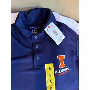 Illinois Fighting Illini Champion Polo Shirt Mens Embroidered Blue NEW Sz Small